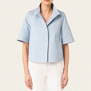 Akris Punto Short Sleeve Denim Car Coat